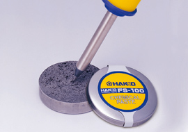 Tin the tip with the chemical paste FS-100.