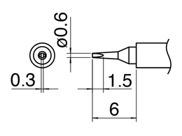 Hakko T30-D06 0.6 x 6mm Chisel Tip for FM-2032  641328063461